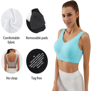 Seamless Sports Women Bra Comfortable Yoga Bra with Removable Pads Push Up Gym Vest Top Bra Breathable Brassiere Wire Free