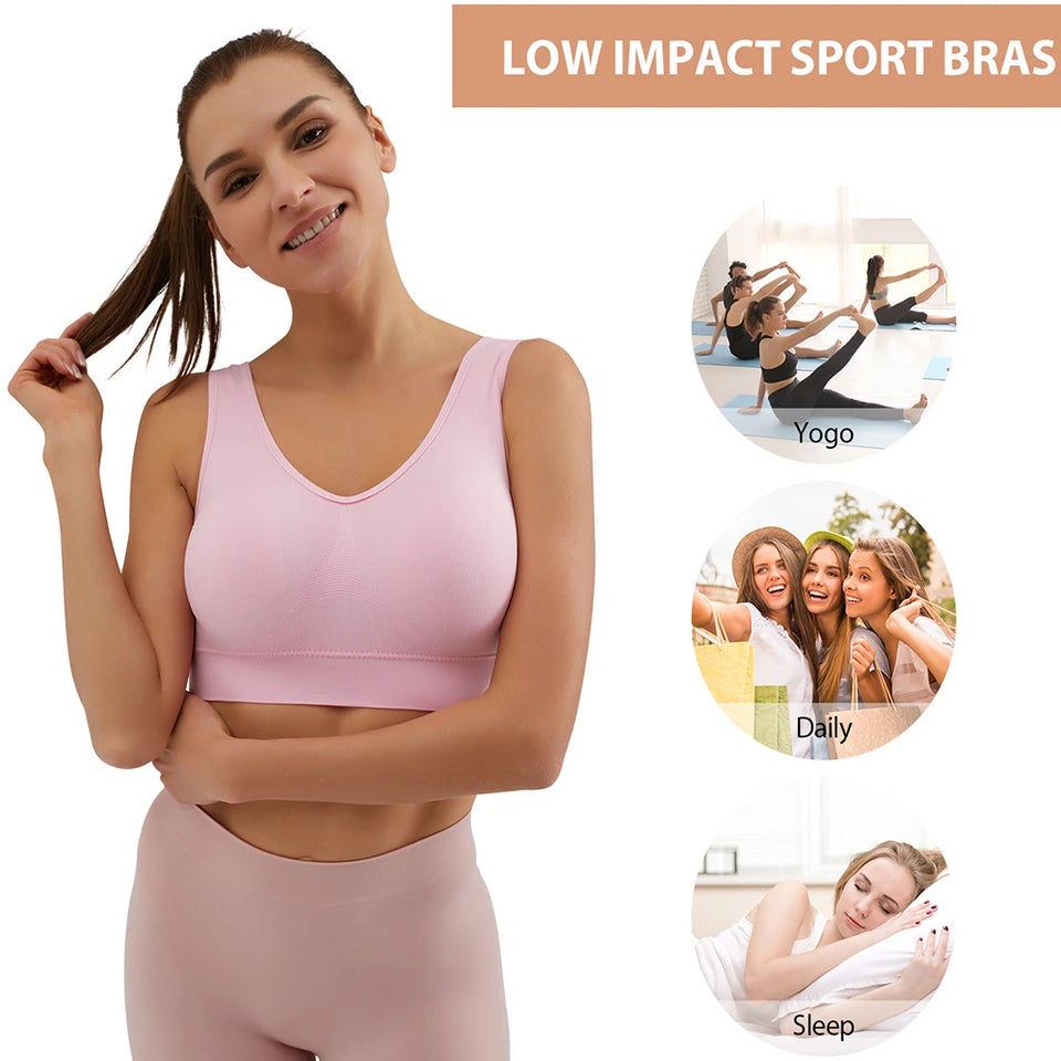 Seamless Sports Women Bra Comfortable Yoga Bra with Removable Pads Push Up Gym Vest Top Bra Breathable Brassiere Wire Free