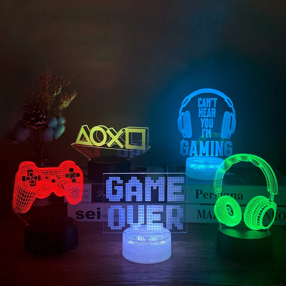 3D LED Gaming Setup RGB Lamp Gaming Room Lamp Decoration USB Powered Night Light Table Lamp For Bedroom Decor Christmas Lights