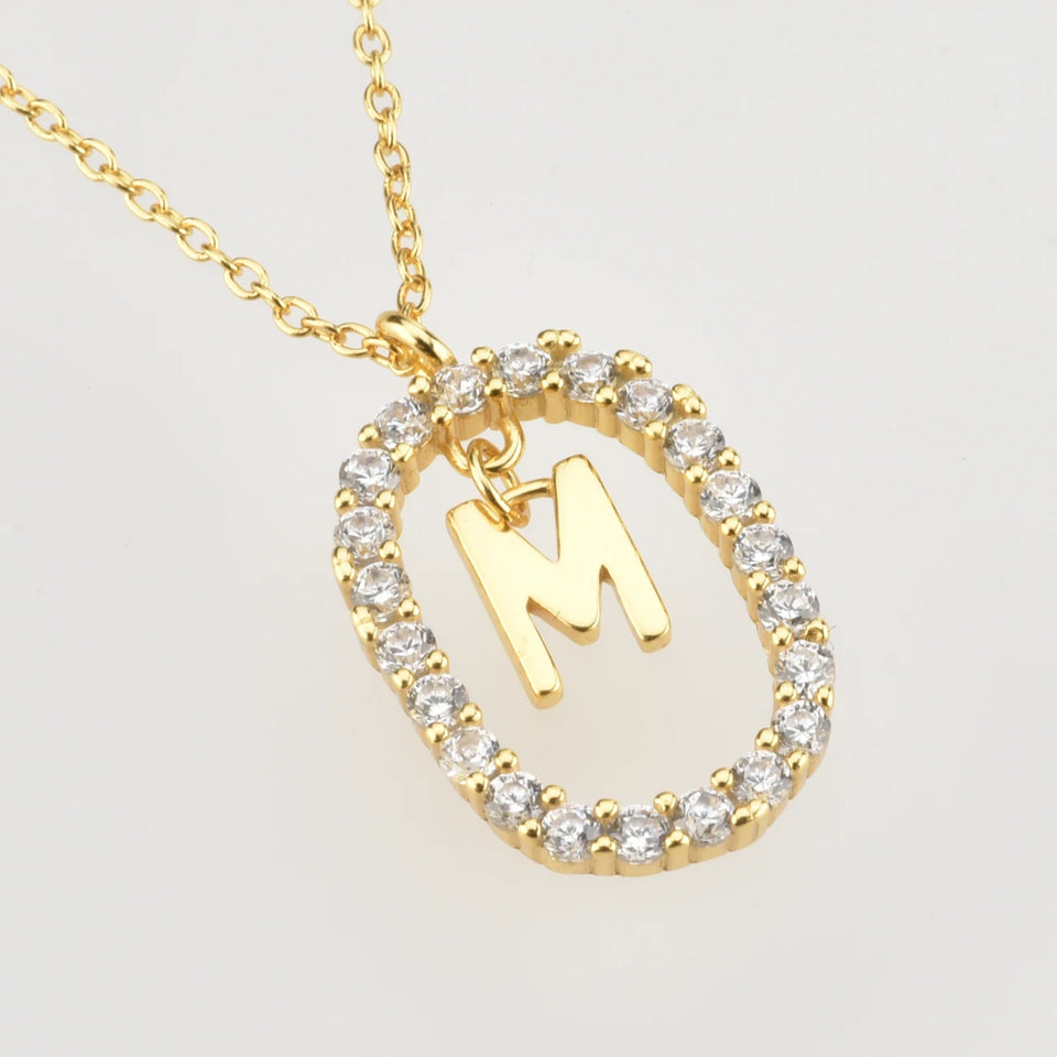 ANDYWEN 925 Sterling Silver Gold Initial Letters S K Pendant Alphabet Necklace 2021 Women Fine Jewelry Fashion Crystal