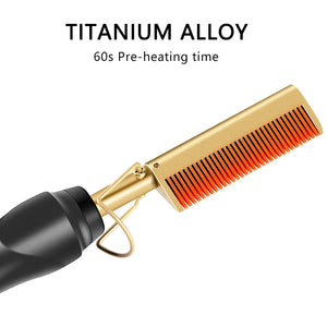 2 in 1  Electric Hot Heating Comb Hair Straightener Curler Wet Dry Hair Iron Straightening Brush Hair Styling Tool