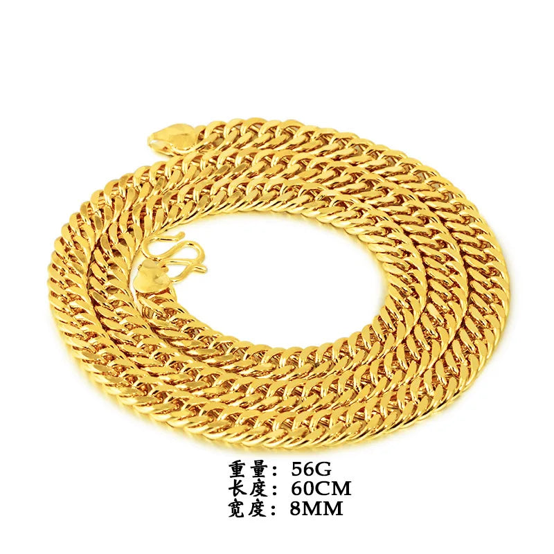 8mm 22K Gold Filled Necklace Jewelry for Men Women Bijoux Femme Collare Mujer Naszyjnik Solid 22K Gold Filled Necklace Bizuteria