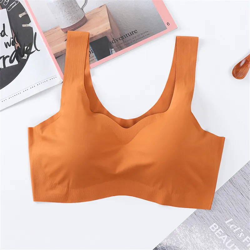 Ice Silk Women Bra Seamless Vest Bras Women Push Up Underwear Lingerie Sleep Top Padded Bralette Soutien Gorge нижнее белье женское