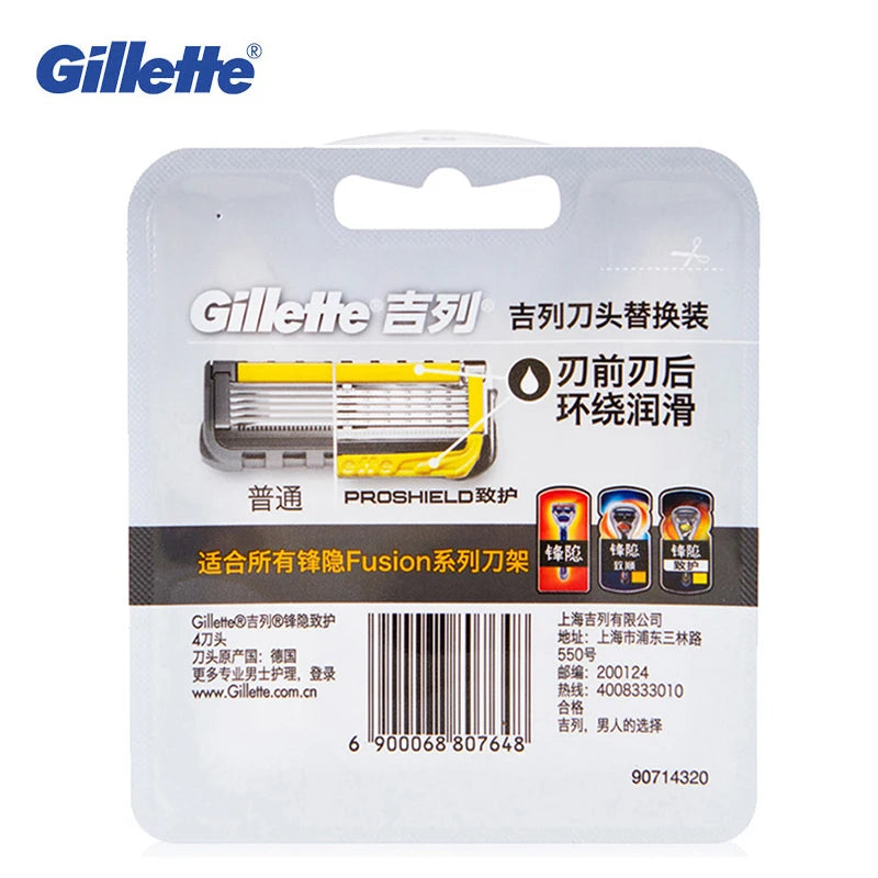 Gillette Fusion Proshield Razor Blade Manual Shaving Shave Beard Shaver Razors Blades Men Face Care Safety Hair Removal 4pcs