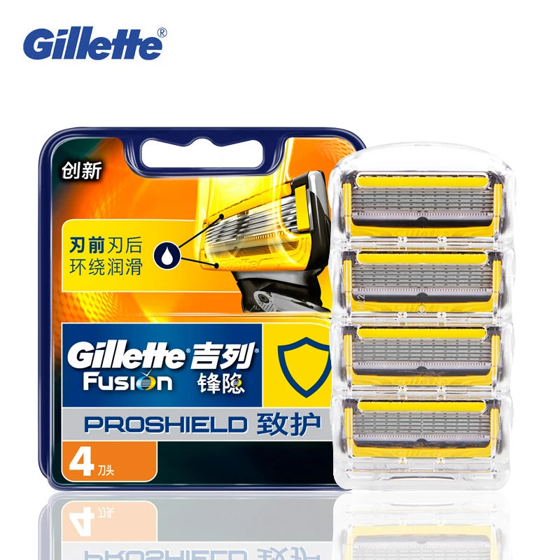 Gillette Fusion Proshield Razor Blade Manual Shaving Shave Beard Shaver Razors Blades Men Face Care Safety Hair Removal 4pcs