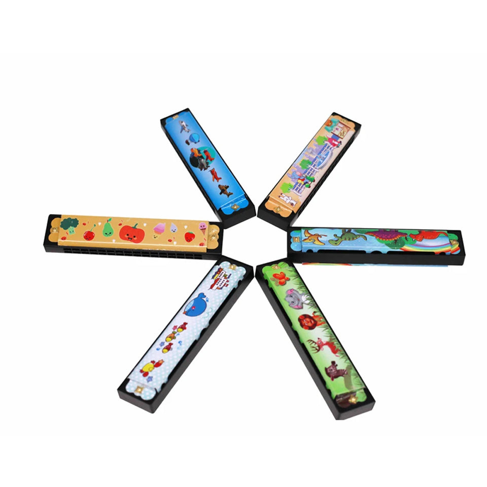 16 Holes Cute Harmonica Musical instrument Montessori Educational Toys Cartoon Pattern Kids Wind Instrument Children Gift Kids