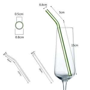 20cm Glass Smoothie Straw, Reusable Clear Drinking Straws for Smoothie Milkshakes Environmentally Friendly Drinkware Straw