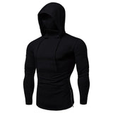 2023 New Men Solid Black Gray Hoodie Long Sleeve Hooded Sweatshirt For Man Sports Fitness Gym Running Casual Pullover Tops