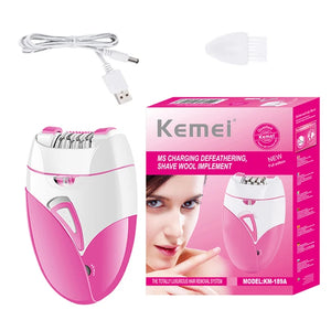 Original Kemei Electric Female Epilator For Women Facial Full Body Hair Remover Bikini Underarms Hair Removal Legs Rechargeable