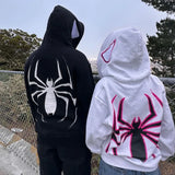 Y2K Gothic Men Zip Casual Hoodies Spider Long Sleeve Jacket Loose Scary Sweatshirt Poncho Women Coat Tops Pullover Autumn Winter