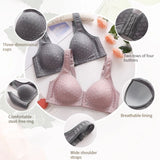 The New Front Button Type Sexy Brassiere Anti-sagging Gathered No Steel Ring Ladies Mother Large Size Thin Section Underwear Women Bra