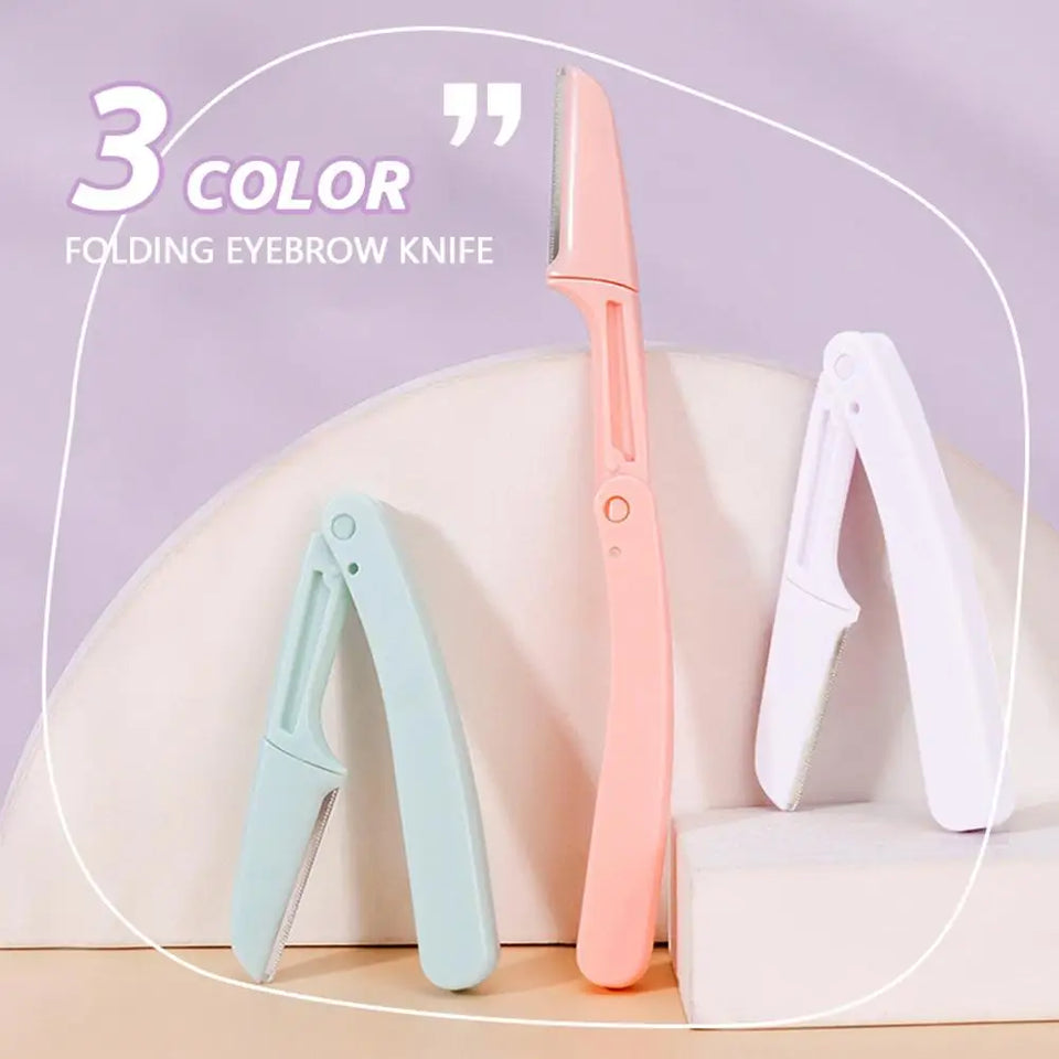 3Pcs Eyebrow Trimmer Foldable Stainless Steel Eyebrow Razor Beauty Tools for Women Body Hair Removal Tools