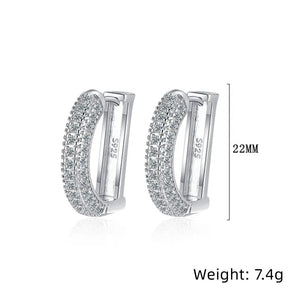 Andara s925 Sterling Silver Real Moissanite Letter D Hoop Earring For Women Sparkling Lab Diamond Ear Buckle Fine Jewelry Gift