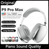 Original P9 Pro Wireless Bluetooth Headphones Noise Cancelling Mic Over Ear Sports Gaming With TF Card Slot Headset For Apple