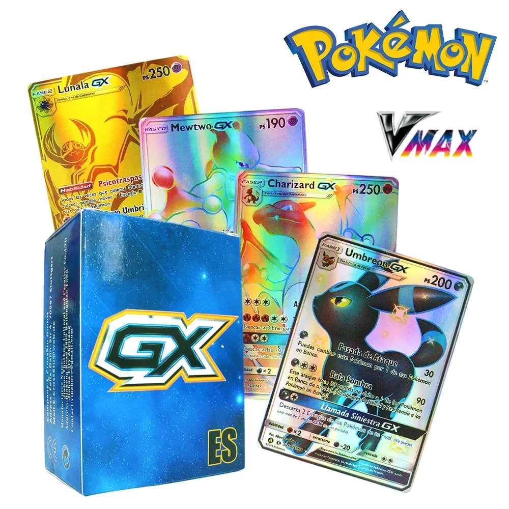 55-100pcs Pokemon English French Spanish Cards Box Vmax GX Charizard Pikachu Hobbies Collection Battle Gold Foil Card Toys Gifts