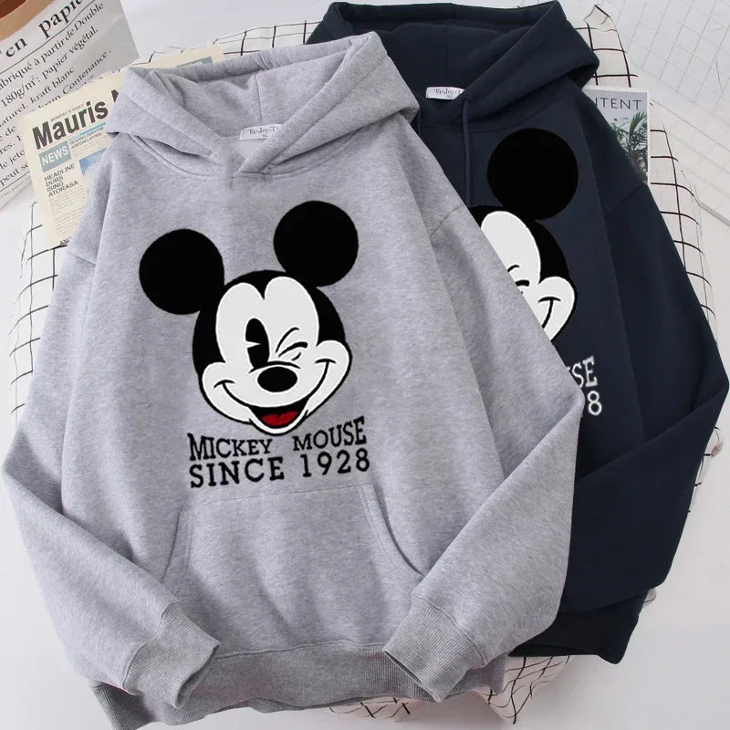 Funny Cartoon Print Sweatshirt Women Hoodie Hip Hop Mickey Mouse Print Autumn and Winter Fashion Harajuku Style Women