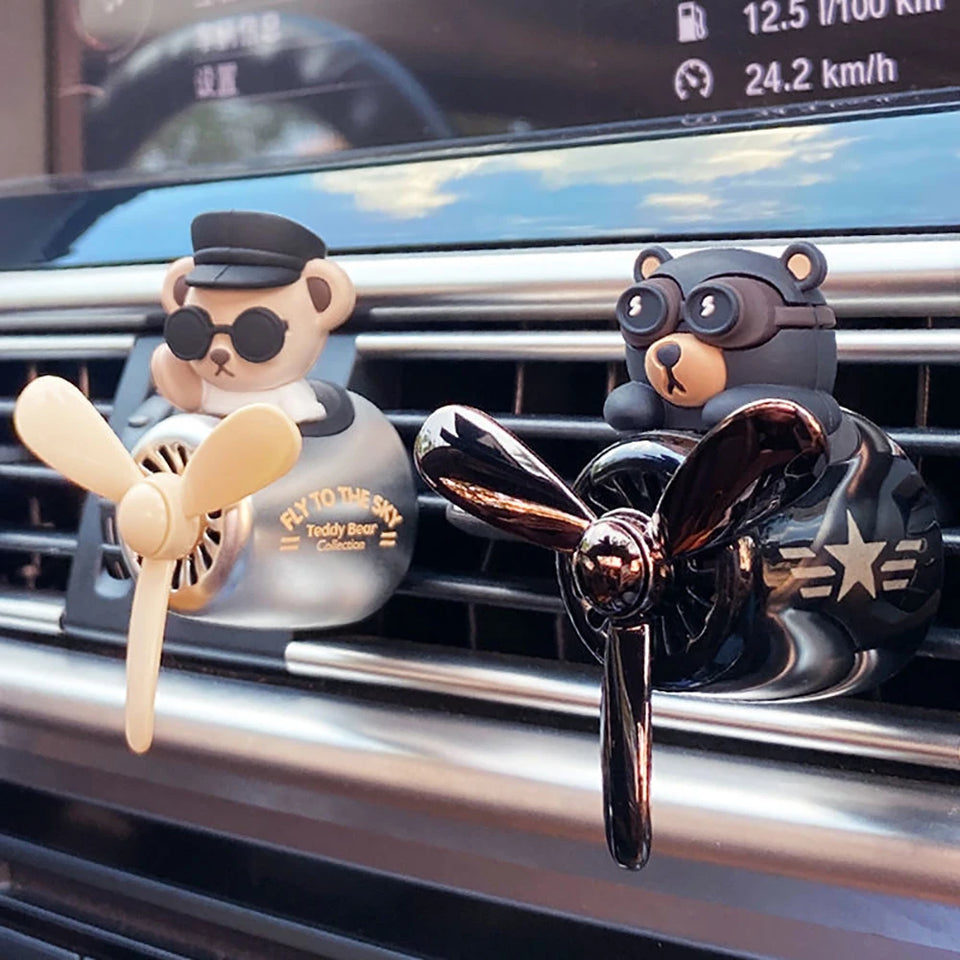 Car Air Freshener Smell In The Styling Vent Perfume Diffuser Bear Pilot Rotating Propeller Fragrance Air Fresheners Clip Parfum