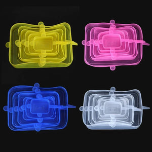 12 PCS Adaptable Silicone Lids Round Square Covers Caps Food Universal Dish Stretch for Cans Kitchen Accessories