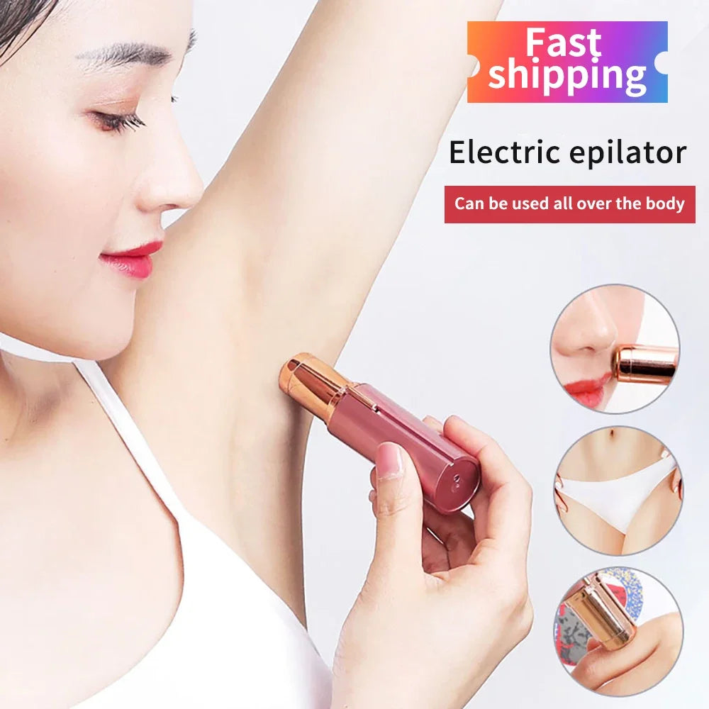 Electric Eyebrow Trimmer Mini Eye Brow Epilator Facial Lipstick Shape Hair Removal Portable Women Painless Razor Shaver Tool