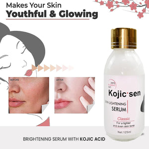 125ml Kojic Sen Whitening Serum Strong Brightening Fade Stubborn Dark Spots and 50g Lightening Face Cream Set For Black Skin