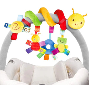 Baby Hanging Baby Car Seat Toys Plush Activity Hanging Stroller Toys with BB Squeaker and Rattles For Newborn Travel Activity Toy