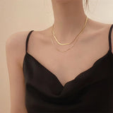 925 Sterling Silver Double-Layer Necklaces for Women Snake Bone Clavicle Chain Fashion Jewelry Holidays Gift Gold Color