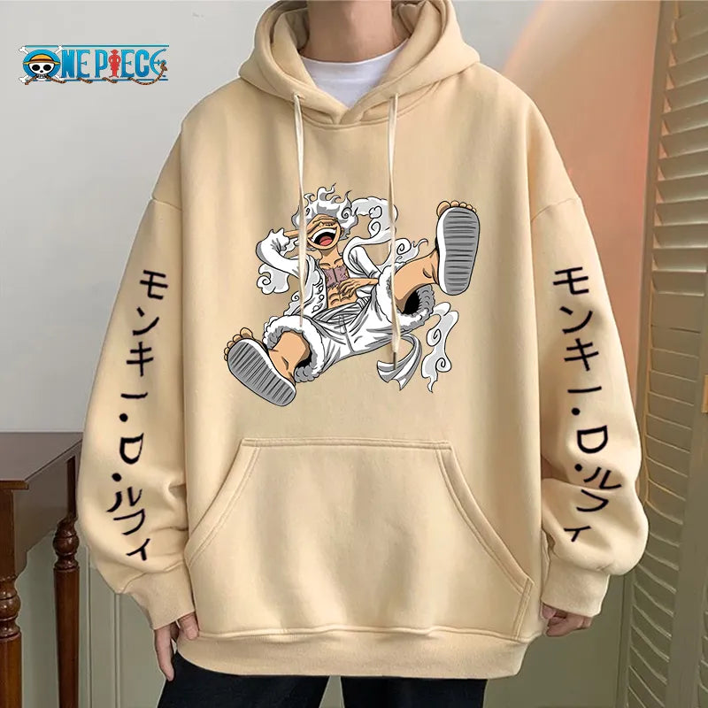 New Gear Fifth Luffy Printed Anime Hoodies Sun God Graphic 90s Pullover Casual Streetwear Unisex Autumn & Winter Clothing