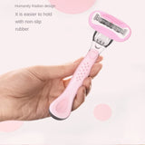 5-Layers Manual Razor For Women, Shaving Set,Replacable Blades, ,Reusable Blades, Women Shaver With Lube Strip,,Classic Razor