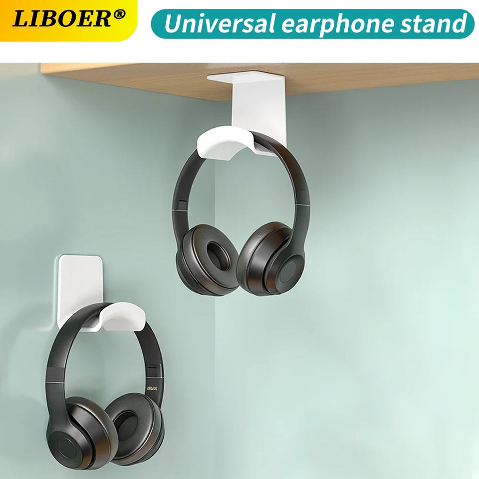 Universal Headphone Stand Adhensive Plastic Wall Mount Hanger Under Desk Headset Rack Holder Support for Gaming Earphone Bracket