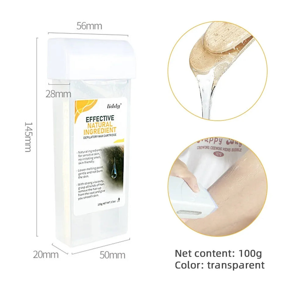 100g Hair Removal Wax Cartridge Honey Hot Depilatory Transparent Wax Cream Natural Body Hair Remover Heating Roller Wax