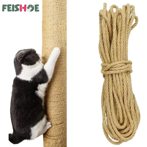 10M Natural Sisal Rope Cat Scratcher Rope Tree Scratching DIY Toy Paw Claw Furniture Protector Scratching Post Cat Accessories