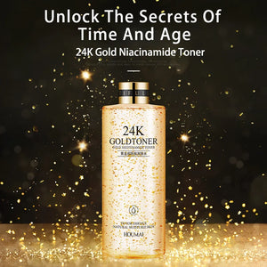 300ml Face 24K Gold Nicotinamide Toner Moisturize Oil Control Shrink Pores Anti Aging Whiten Brighten Tone Skin Care Water