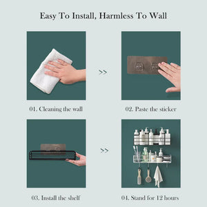 Bathroom Metal Shelves No-Drill Bathroom Organizer Cleaning Supplies Organizer Kitchen Supplies Storage Bathroom Accessories