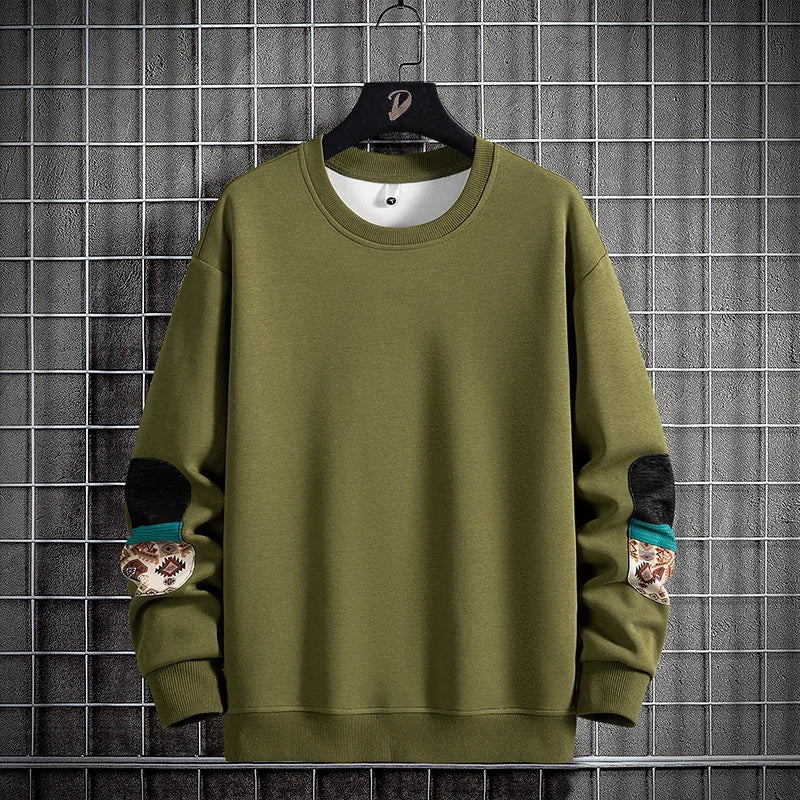 2023 Autumn New Men's Sweatshirt Round Neck Loose Casual Long Sleeve Top Large Size Hip Hop Male Sweatshirts