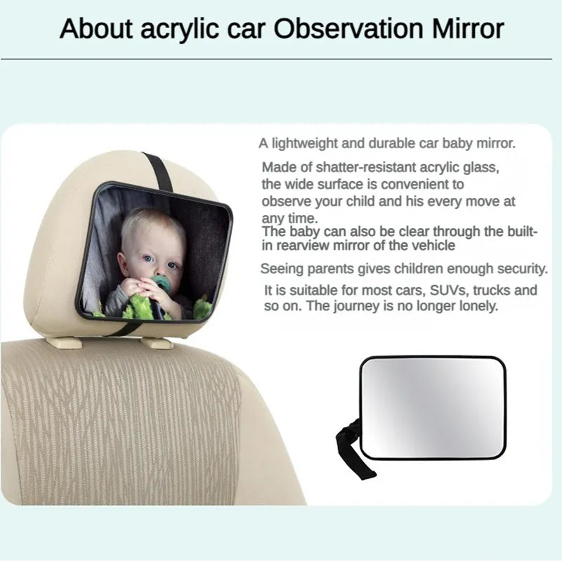 EAFC Adjustable Wide Car Rear Baby Car Seat Mirror Baby/Child Seat Car Safety Mirror Monitor Square Safety Car Baby Mirror Car Interior