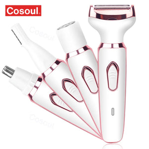 4 in 1 Electric Razor for Women Shaver Lady Shaver Body Hair Trimmer for Armpit Bikini Arm Leg Face Mustache Portable Painless