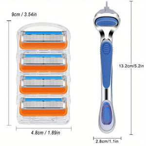 5-Layers Stainless Steel Manual Safety Classic Shaving Razor Replacement Blades Reusable Razor For Body Facial Hair Removal Tool