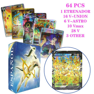 55-100pcs Pokemon English French Spanish Cards Box Vmax GX Charizard Pikachu Hobbies Collection Battle Gold Foil Card Toys Gifts