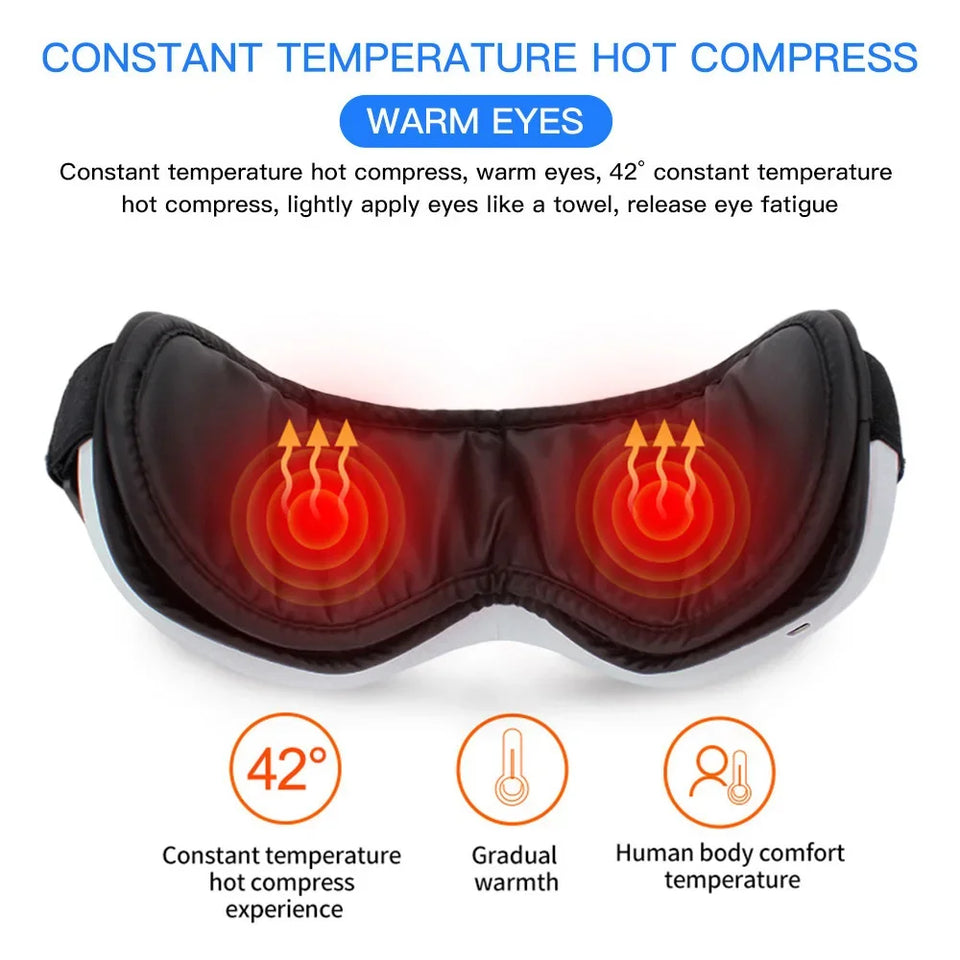 6D Eye Massage Instrument Smart Airbag Vibration Eye Care Hot Compress Bluetooth Eye Massager Glasses Fatigue Pouch & Wrinkle