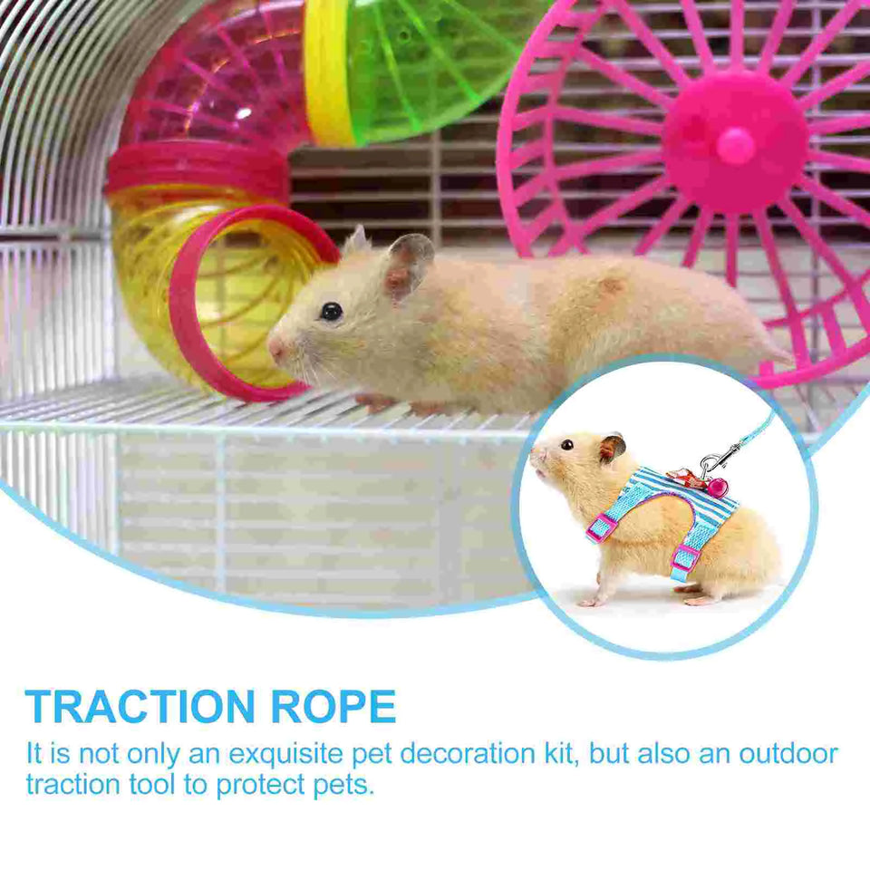 2 Sets Chinchilla Hamster Leash Puppy Harness Rabbit Collar Strap Cloth Rat Supply