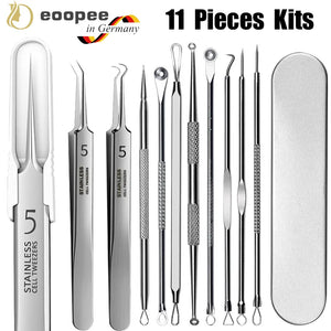 11PCS Ingrown Hair Tweezers Acne Blackhead Removal Needles Black Dots Cleaner Pore Cleaner Deep Cleansing Face Skin Care Tools