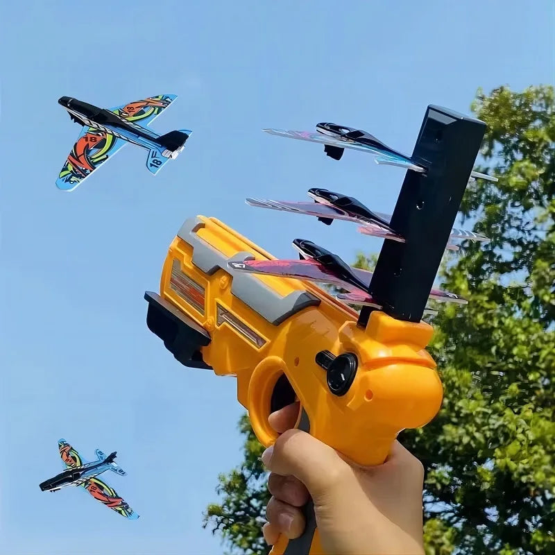 Airplane Launcher Toy Children Throwing Foam Plane Flight Mode Catapult Plane for Kids Boys Outdoor Sport Flying Toys Gifts