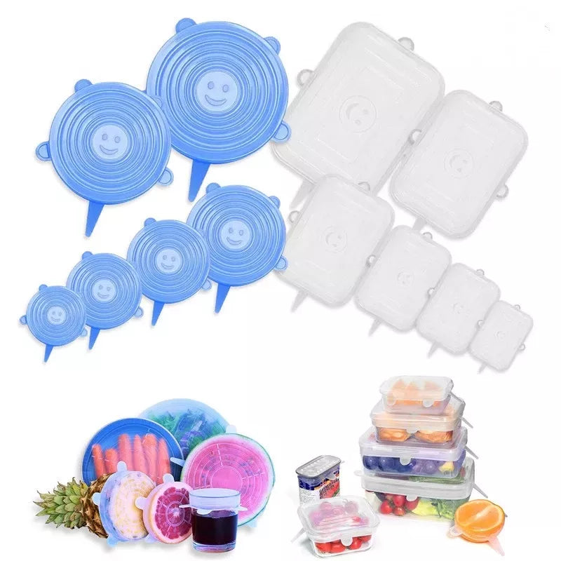 6PCS Adaptable Lid Silicone Cover Food Caps Elastic Stratchy Fresh Microwave Lids Stretch Silicone Cover For kitchen accessories