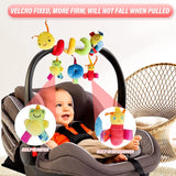 Baby Hanging Baby Car Seat Toys Plush Activity Hanging Stroller Toys with BB Squeaker and Rattles For Newborn Travel Activity Toy