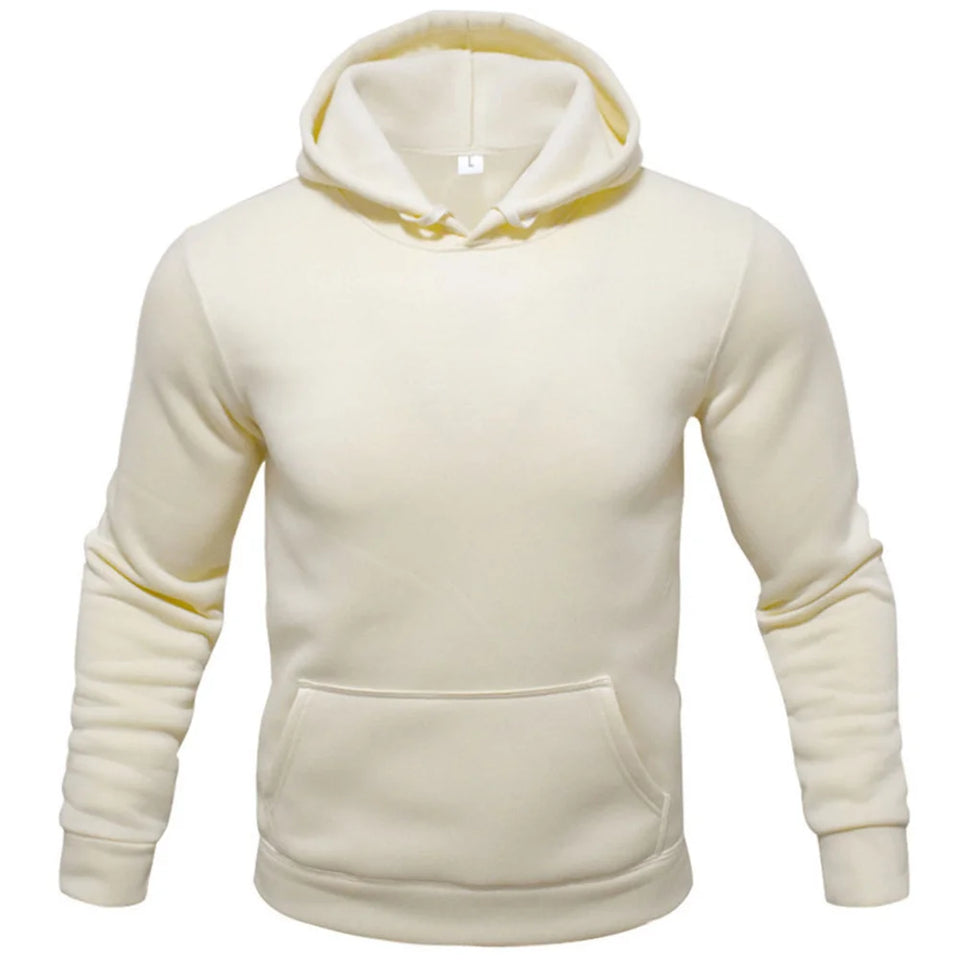 Pure -colored men's hoodie velvet warm men's sportswear fashion street casual men's loose breathable bouquets and hoodie