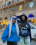 Y2k Letter Print Blue Hoodies Women Clothes Couples 3D Tops Sweatshirt Goth Streetwear Tracksuit Men Clothing Oversized Hoodie