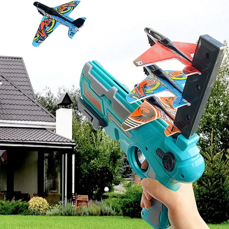 Airplane Launcher Toy Children Throwing Foam Plane Flight Mode Catapult Plane for Kids Boys Outdoor Sport Flying Toys Gifts