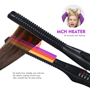 2 In 1 Hair Straightener and Curler Mini Flat Iron Straightening Styling Tools Ceramic Hair Crimper Corrugation Curling Iron