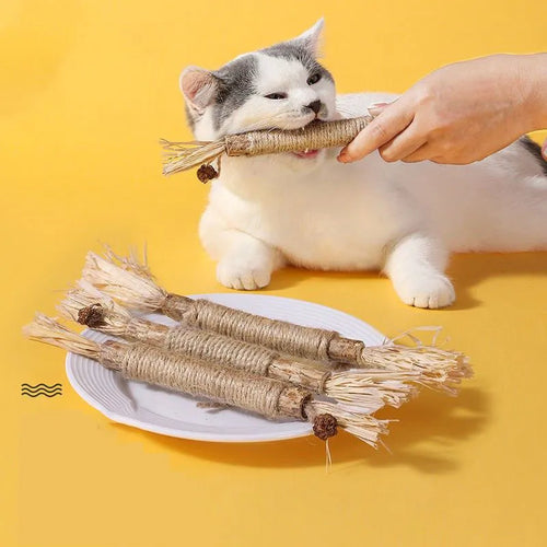 1 Pc Cat Toys Silvervine Chew Stick Polygonum Kitty Raffia Grass Pet Supplies Cleaning Teeth Stick Pet Bite Cat Toy Hemp Rope