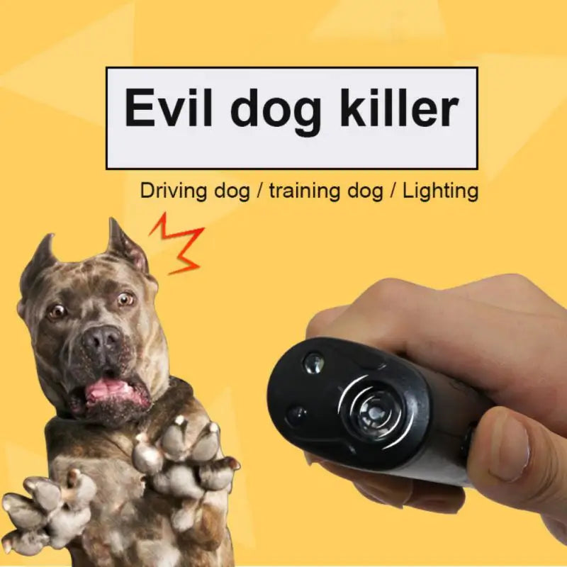 3 in 1 Pet Dog Repeller Anti Barking Device Ultrasonic Dog Repeller Stop Bark Control Training Supplies With LED Flashlight